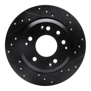 Acura RL Brake Rotor (1) - Rear Right - R1 Concepts - Drilled & Slotted - Black - `99-`01